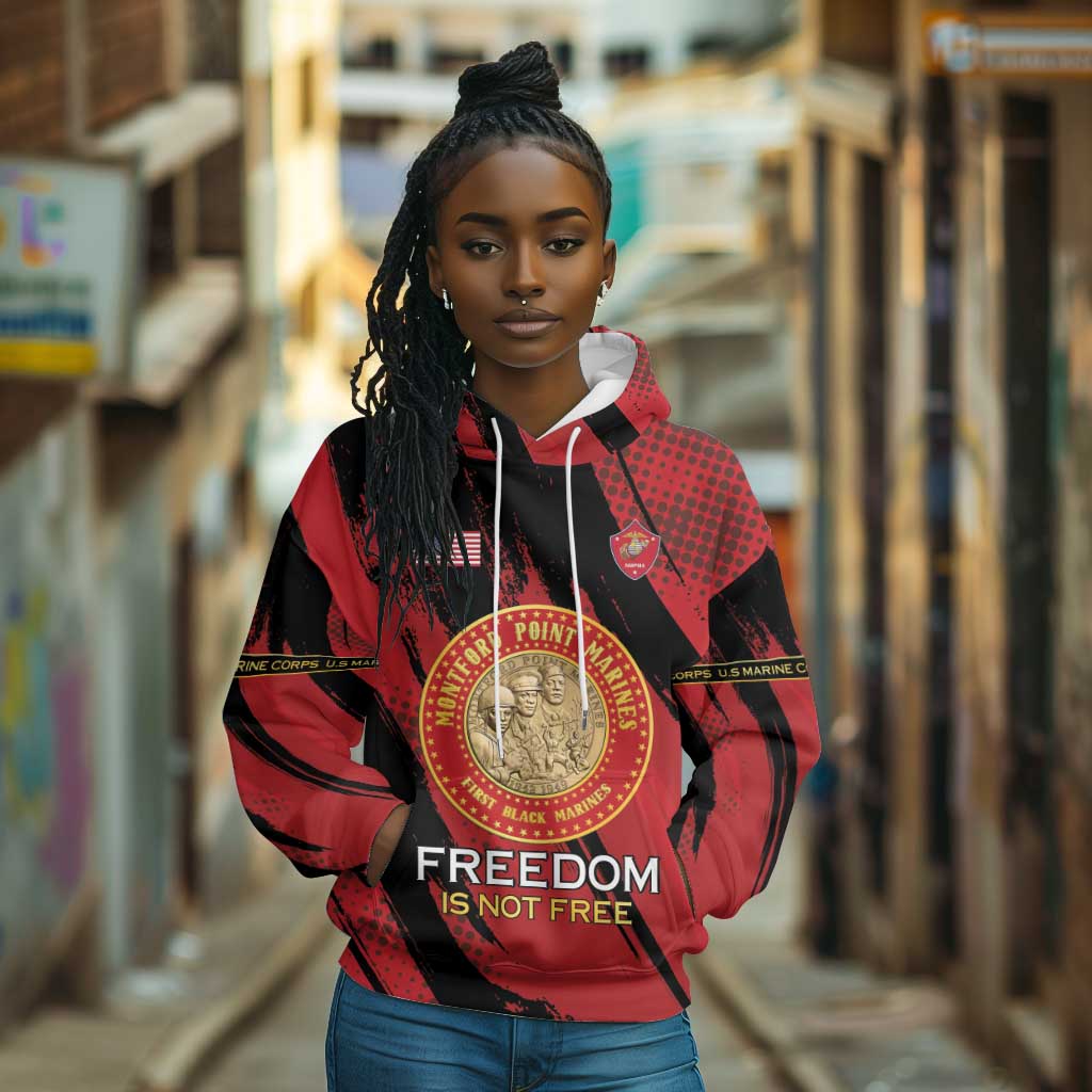 Personalized Honoring the First Black Marines Hoodie Montford Point Heroes - Red - African Pride
