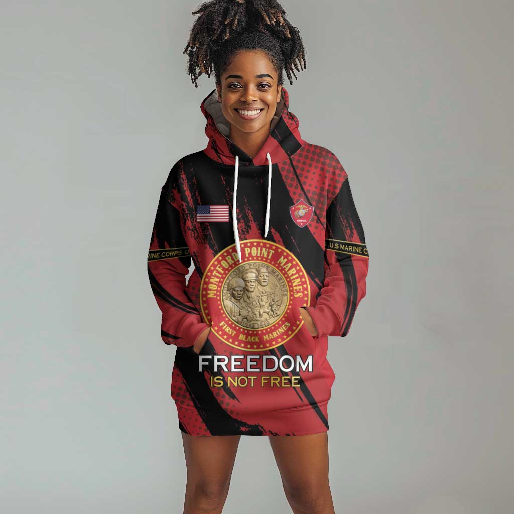 Personalized Honoring the First Black Marines Hoodie Dress Montford Point Heroes - Red - African Pride