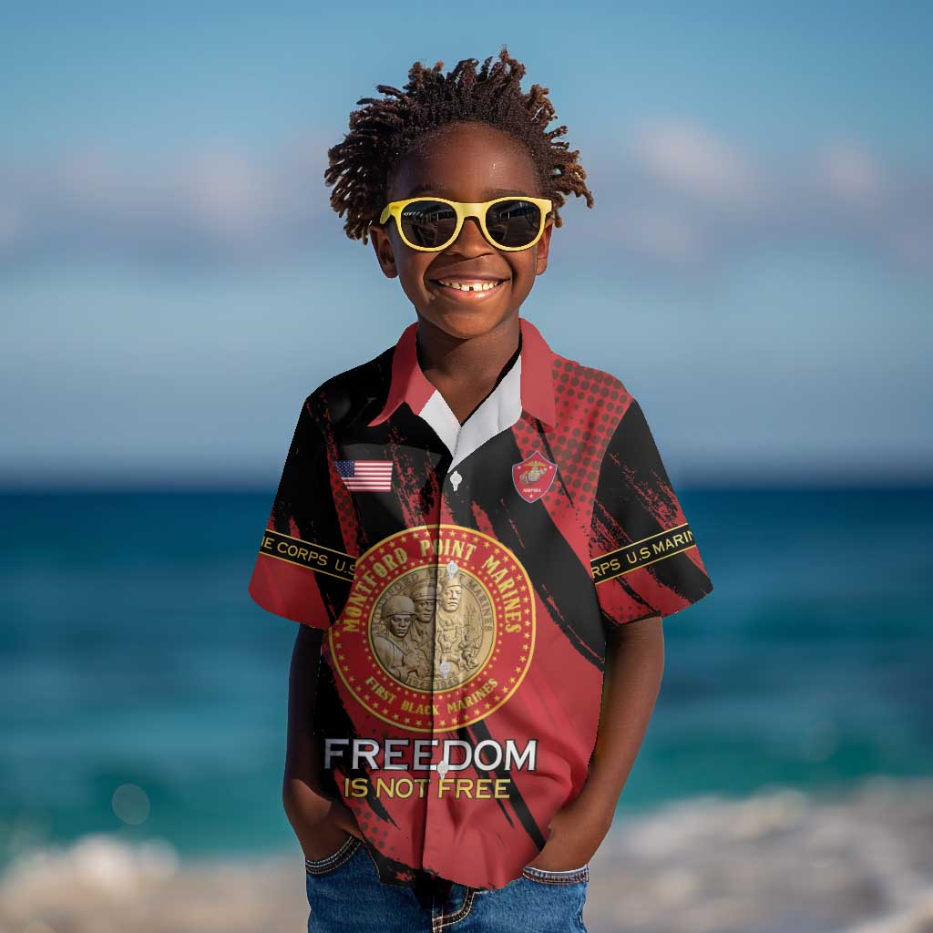 Personalized Honoring the First Black Marines Kid Hawaiian Shirt Montford Point Heroes - Red - African Pride