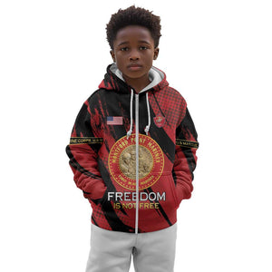 Personalized Honoring the First Black Marines Kid Hoodie Montford Point Heroes - Red - African Pride
