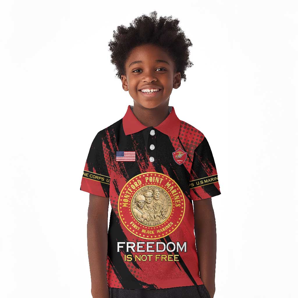 Personalized Honoring the First Black Marines Kid Polo Shirt Montford Point Heroes - Red - African Pride