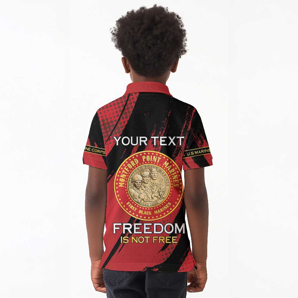 Personalized Honoring the First Black Marines Kid Polo Shirt Montford Point Heroes - Red - African Pride