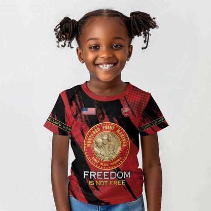 Personalized Honoring the First Black Marines Kid T shirt Montford Point Heroes - Red - African Pride