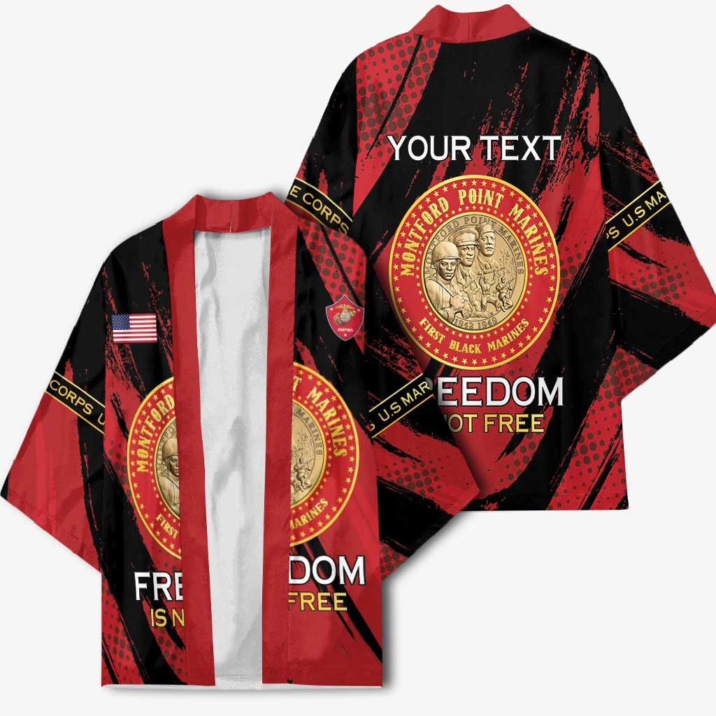 Personalized Proud to Honor Montford Point Marines Kimono Freedom Is Not Free - Red