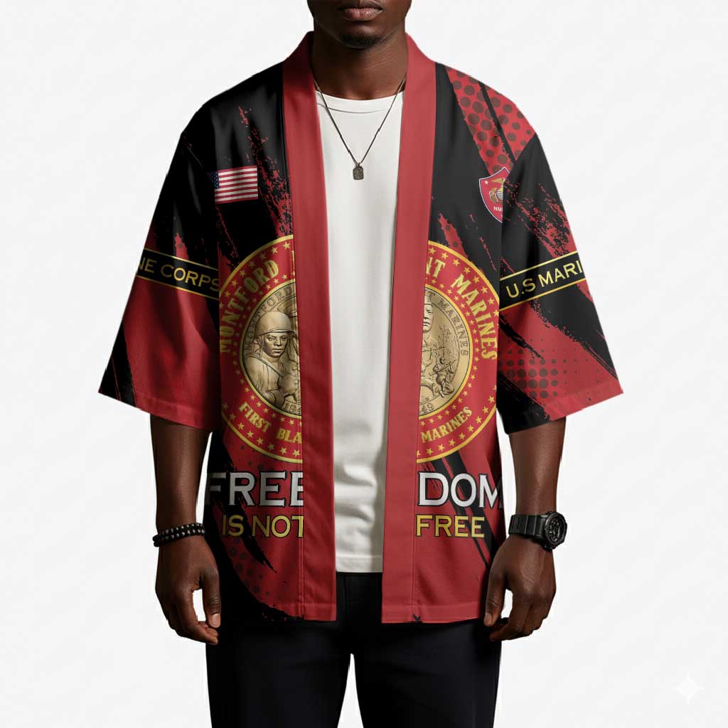 Personalized Proud to Honor Montford Point Marines Kimono Freedom Is Not Free - Red