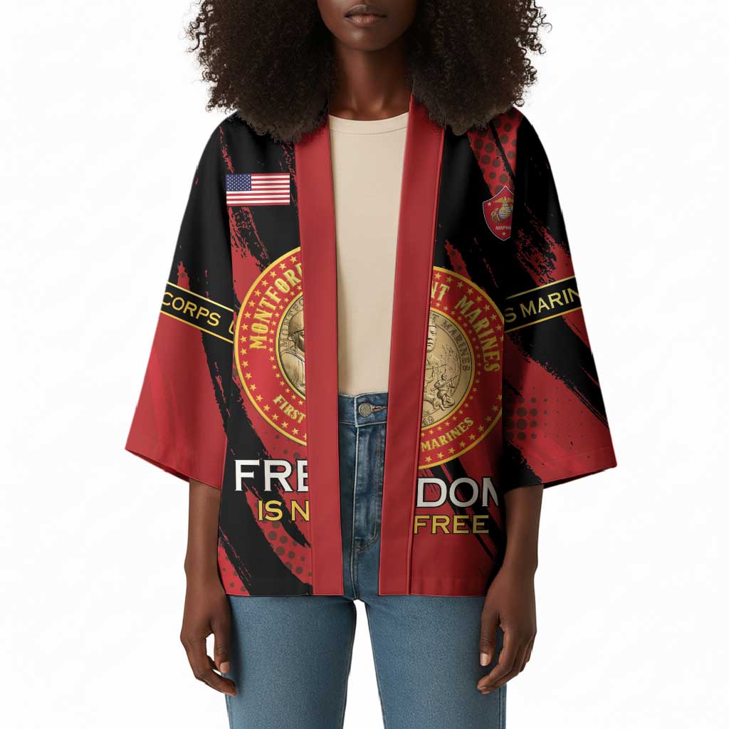 Personalized Proud to Honor Montford Point Marines Kimono Freedom Is Not Free - Red