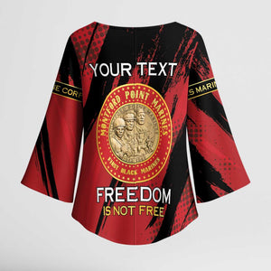 Personalized Proud to Honor Montford Point Marines Kimono Sleeve Blouse Freedom Is Not Free - Red