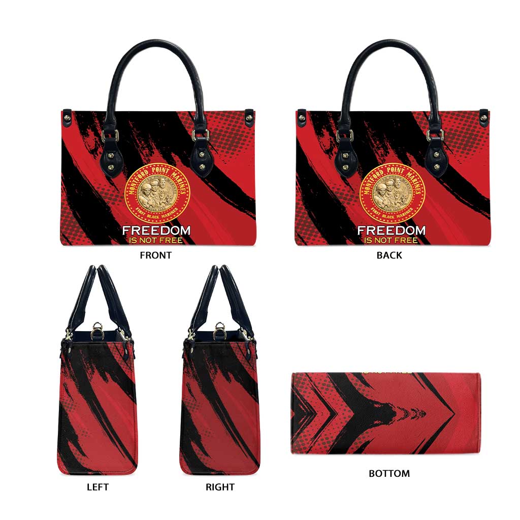 Proud to Honor Montford Point Marines Leather Bag Freedom Is Not Free - Red