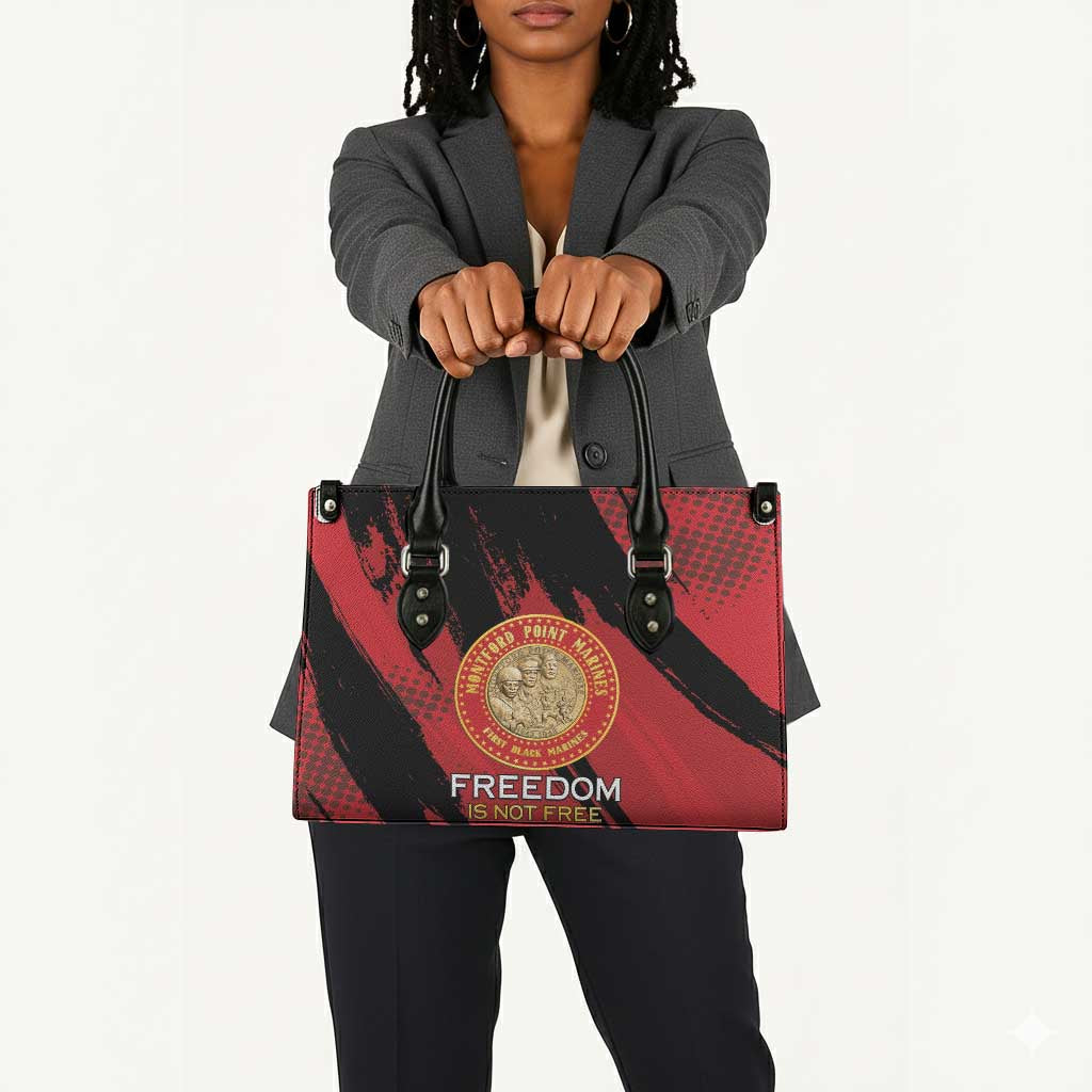 Proud to Honor Montford Point Marines Leather Bag Freedom Is Not Free - Red
