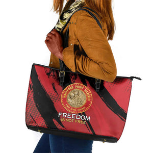 Honoring the First Black Marines Leather Tote Bag Montford Point Heroes - Red - African Pride