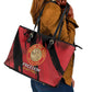 Honoring the First Black Marines Leather Tote Bag Montford Point Heroes - Red - African Pride