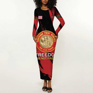 Personalized Honoring the First Black Marines Long Sleeve Bodycon Dress Montford Point Heroes - Red - African Pride