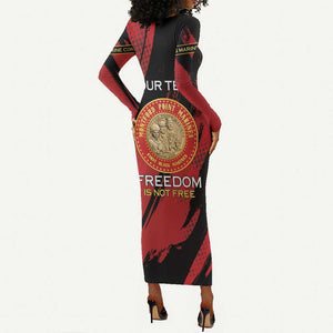 Personalized Honoring the First Black Marines Long Sleeve Bodycon Dress Montford Point Heroes - Red - African Pride