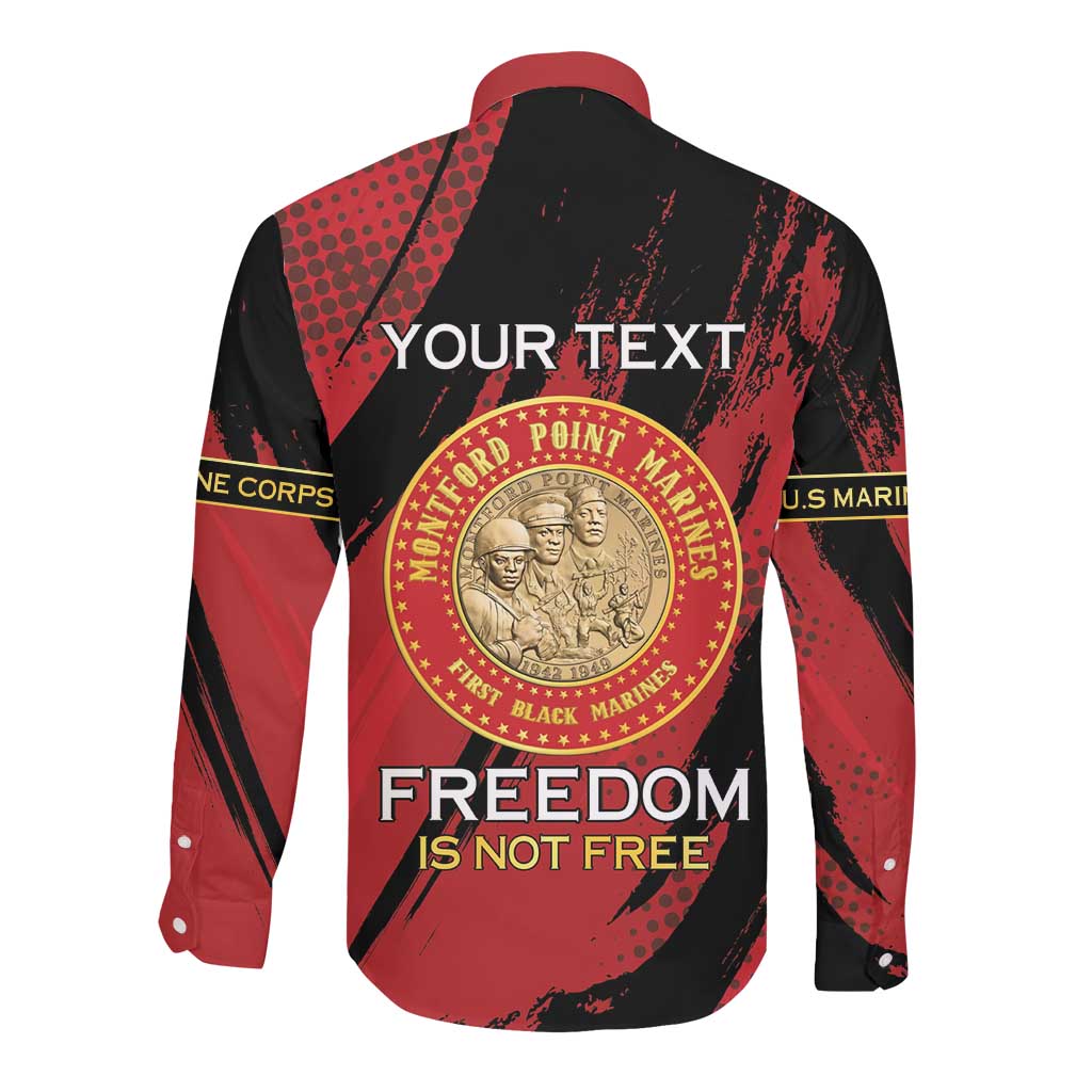 Personalized Honoring the First Black Marines Long Sleeve Button Shirt Montford Point Heroes - Red - African Pride