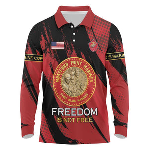 Personalized Honoring the First Black Marines Long Sleeve Polo Shirt Montford Point Heroes - Red - African Pride