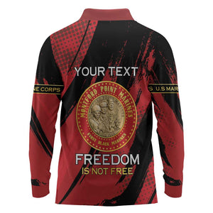 Personalized Honoring the First Black Marines Long Sleeve Polo Shirt Montford Point Heroes - Red - African Pride