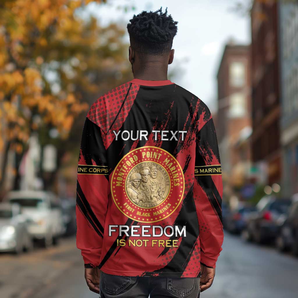 Personalized Honoring the First Black Marines Long Sleeve Shirt Montford Point Heroes - Red - African Pride