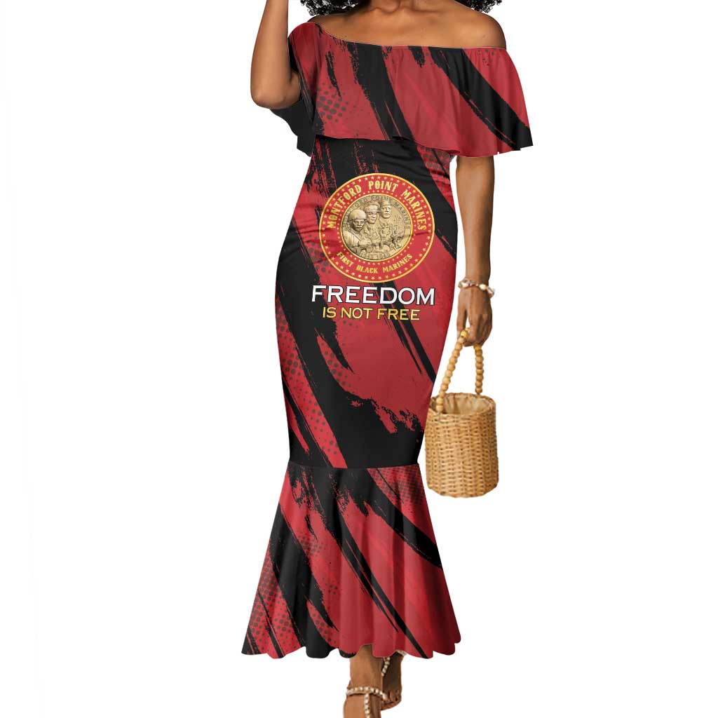 Personalized Honoring the First Black Marines Mermaid Dress Montford Point Heroes - Red - African Pride