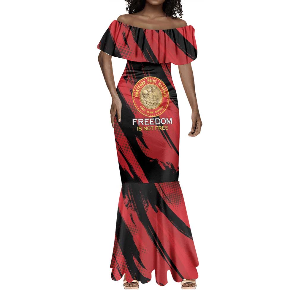 Personalized Honoring the First Black Marines Mermaid Dress Montford Point Heroes - Red - African Pride