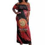 Personalized Honoring the First Black Marines Off Shoulder Maxi Dress Montford Point Heroes - Red - African Pride