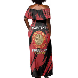 Personalized Honoring the First Black Marines Off Shoulder Maxi Dress Montford Point Heroes - Red - African Pride