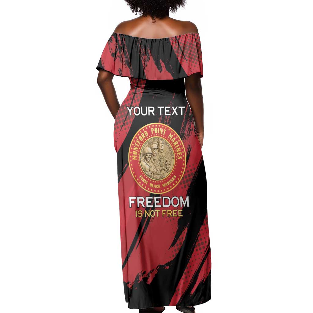 Personalized Honoring the First Black Marines Off Shoulder Maxi Dress Montford Point Heroes - Red - African Pride