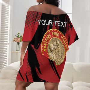 Personalized Honoring the First Black Marines Off Shoulder Short Dress Montford Point Heroes - Red - African Pride