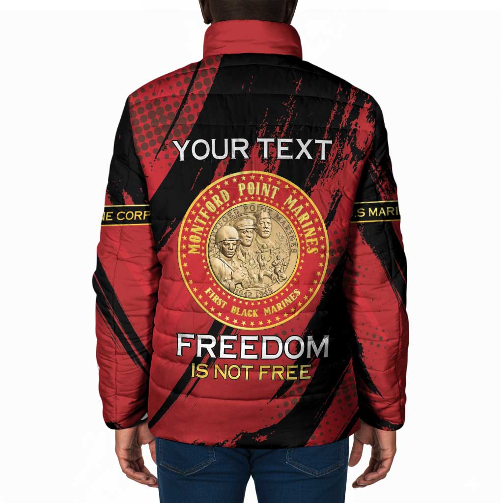 Personalized Proud to Honor Montford Point Marines Padded Jacket Freedom Is Not Free - Red