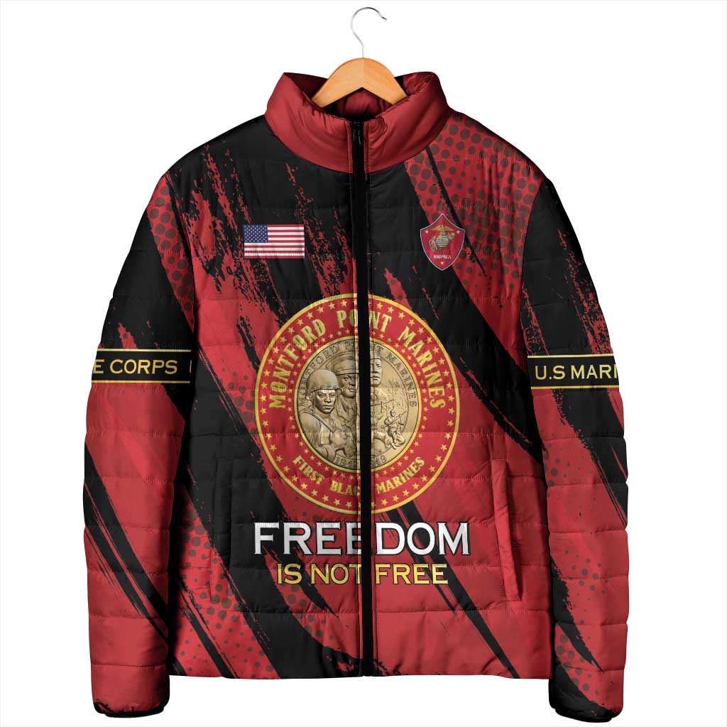 Personalized Proud to Honor Montford Point Marines Padded Jacket Freedom Is Not Free - Red