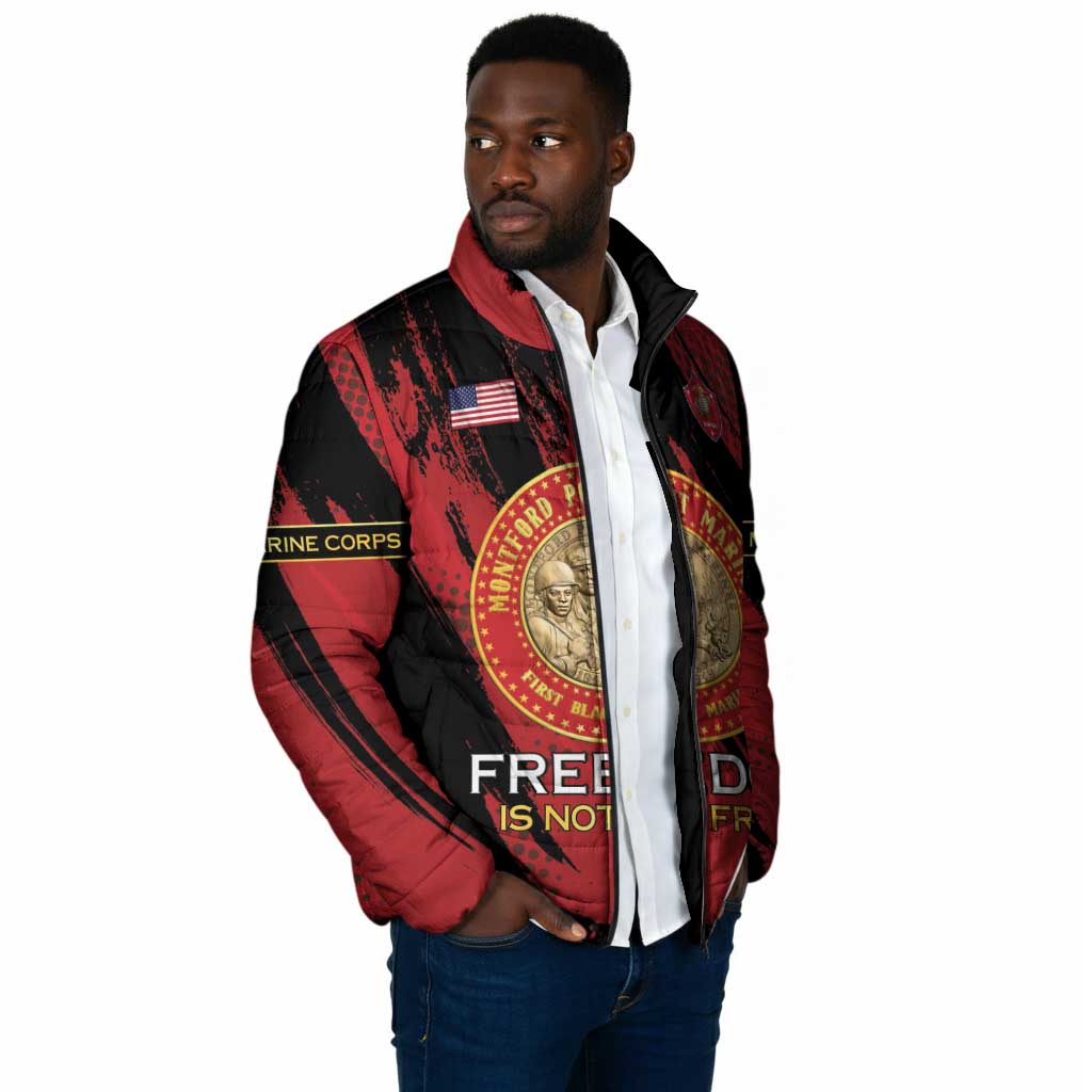 Personalized Proud to Honor Montford Point Marines Padded Jacket Freedom Is Not Free - Red
