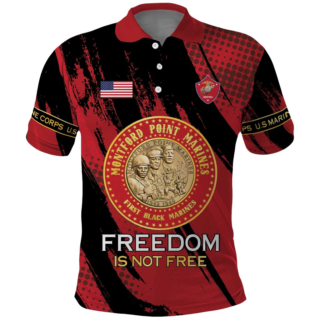 Personalized Honoring the First Black Marines Polo Shirt Montford Point Heroes - Red - African Pride