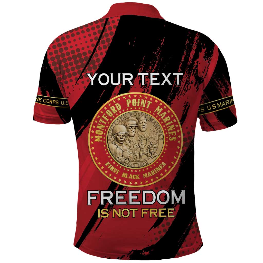Personalized Honoring the First Black Marines Polo Shirt Montford Point Heroes - Red - African Pride