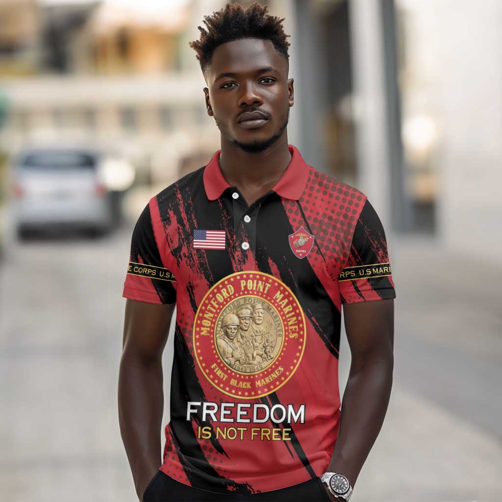 Personalized Honoring the First Black Marines Polo Shirt Montford Point Heroes - Red - African Pride