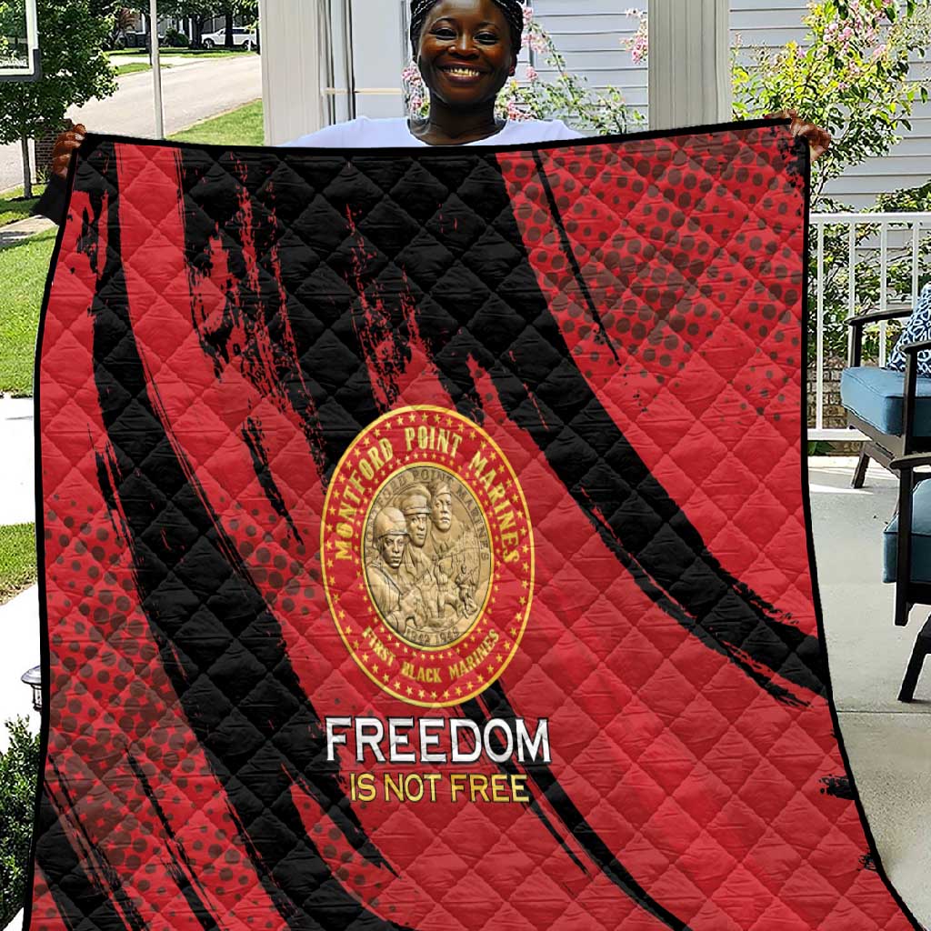 Honoring the First Black Marines Quilt Montford Point Heroes - Red - African Pride