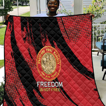 Honoring the First Black Marines Quilt Montford Point Heroes - Red - African Pride