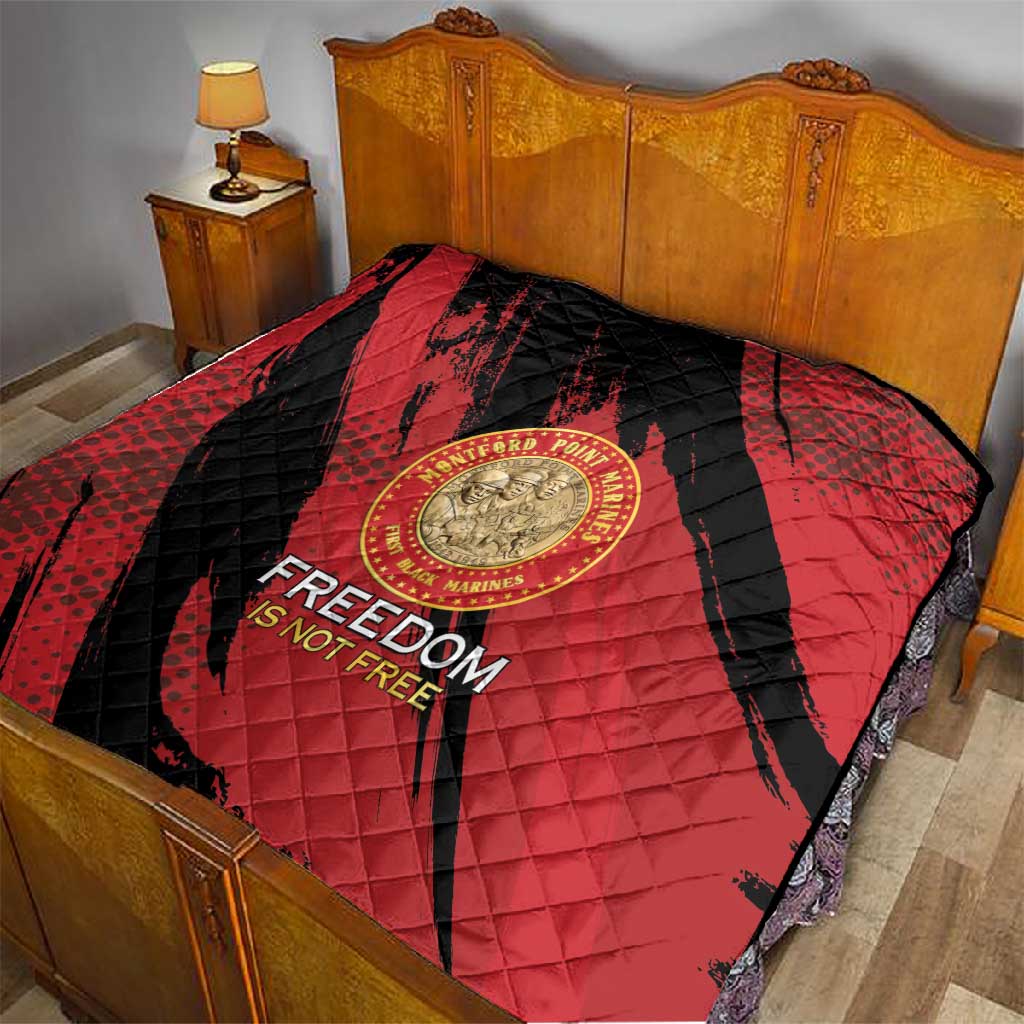 Honoring the First Black Marines Quilt Montford Point Heroes - Red - African Pride