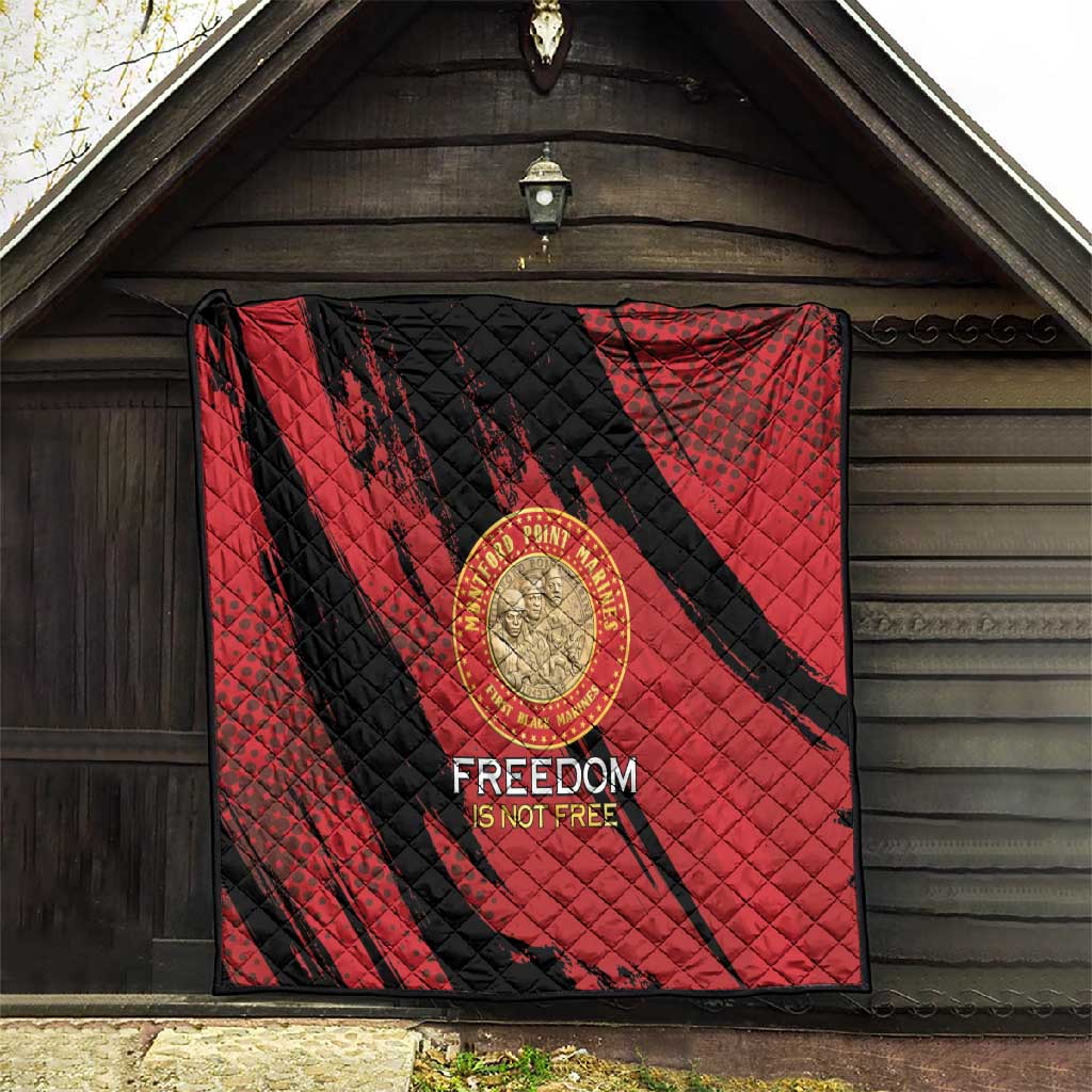 Honoring the First Black Marines Quilt Montford Point Heroes - Red - African Pride