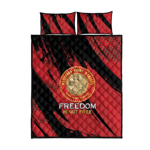 Honoring the First Black Marines Quilt Bed Set Montford Point Heroes - Red - African Pride