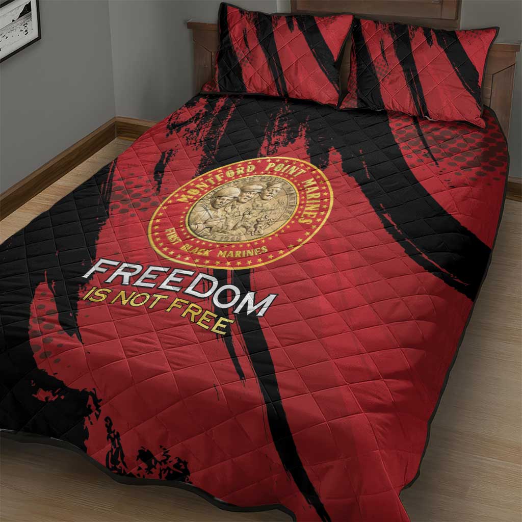 Honoring the First Black Marines Quilt Bed Set Montford Point Heroes - Red - African Pride