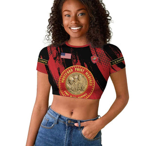 Personalized Honoring the First Black Marines Raglan Cropped T shirt Montford Point Heroes - Red - African Pride