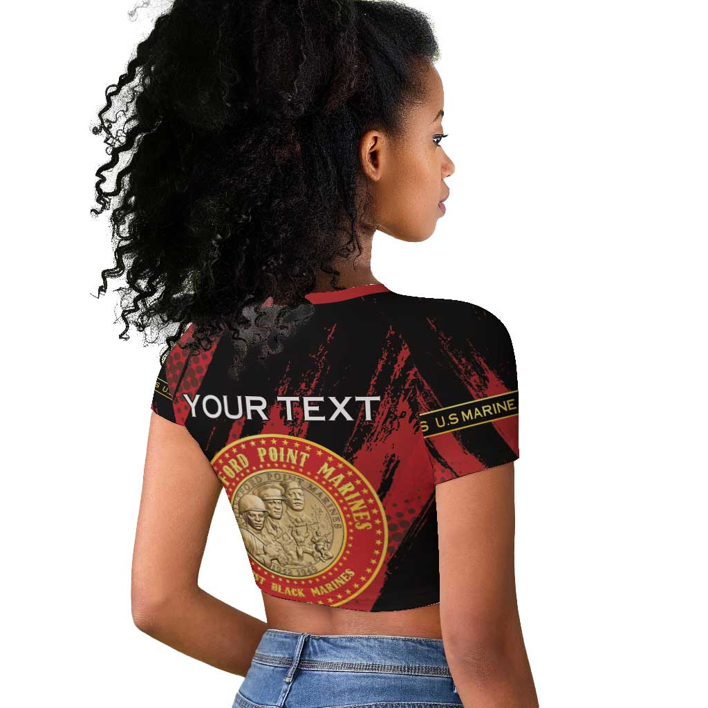 Personalized Honoring the First Black Marines Raglan Cropped T shirt Montford Point Heroes - Red - African Pride