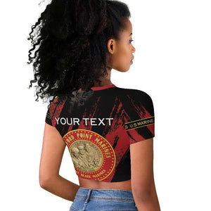 Personalized Honoring the First Black Marines Raglan Cropped T shirt Montford Point Heroes - Red - African Pride