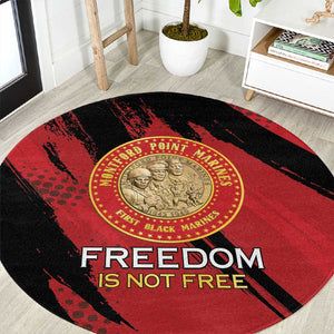 Honoring the First Black Marines Round Carpet Montford Point Heroes - Red - African Pride