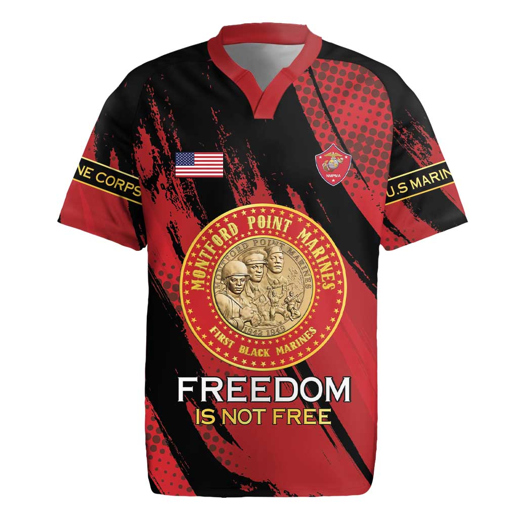 Personalized Honoring the First Black Marines Rugby Jersey Montford Point Heroes - Red - African Pride