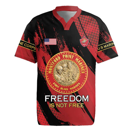 Personalized Honoring the First Black Marines Rugby Jersey Montford Point Heroes - Red - African Pride
