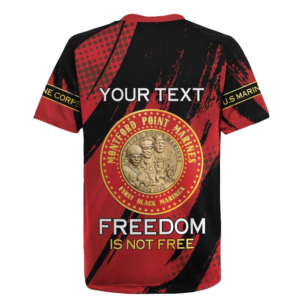 Personalized Honoring the First Black Marines Rugby Jersey Montford Point Heroes - Red - African Pride