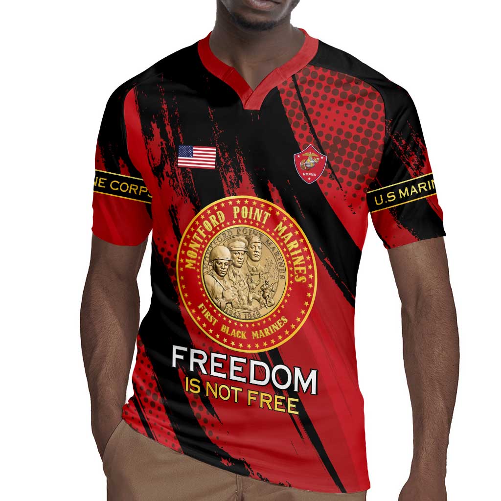 Personalized Honoring the First Black Marines Rugby Jersey Montford Point Heroes - Red - African Pride