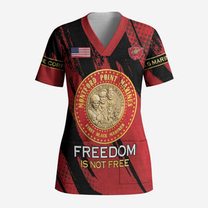 Personalized Honoring the First Black Marines Scrub Top Montford Point Heroes - Red - African Pride