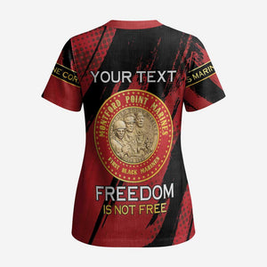 Personalized Honoring the First Black Marines Scrub Top Montford Point Heroes - Red - African Pride