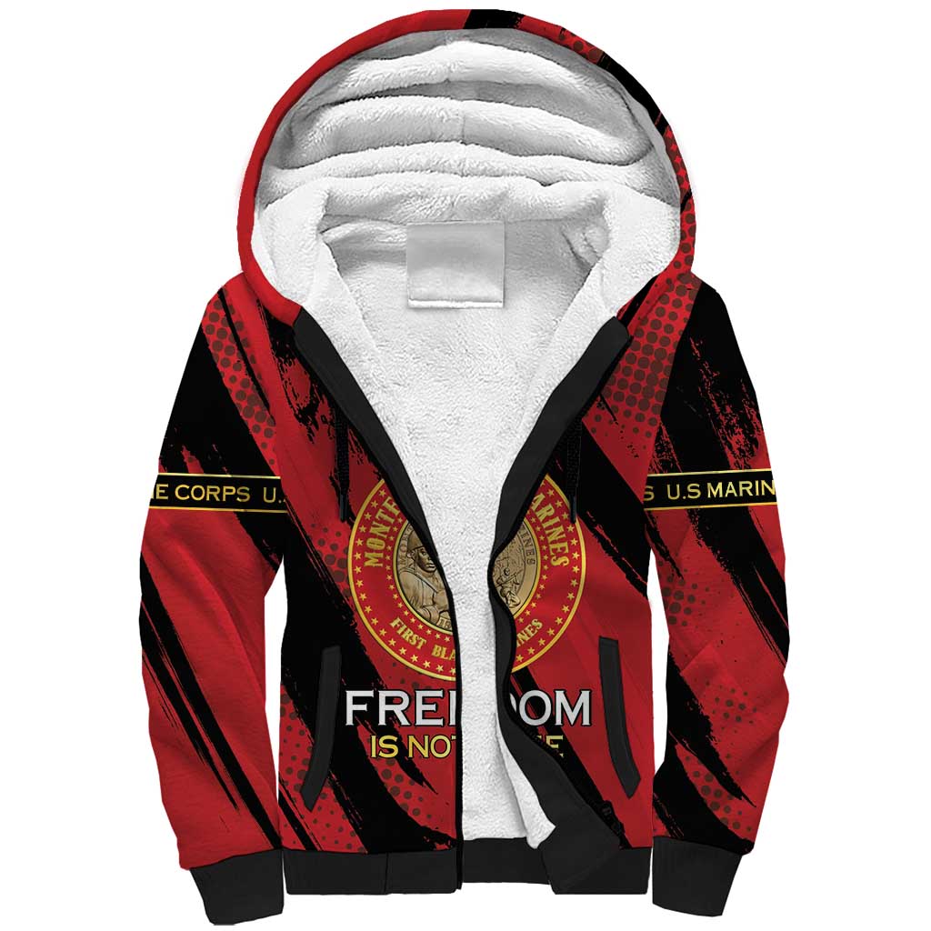 Personalized Honoring the First Black Marines Sherpa Hoodie Montford Point Heroes - Red - African Pride